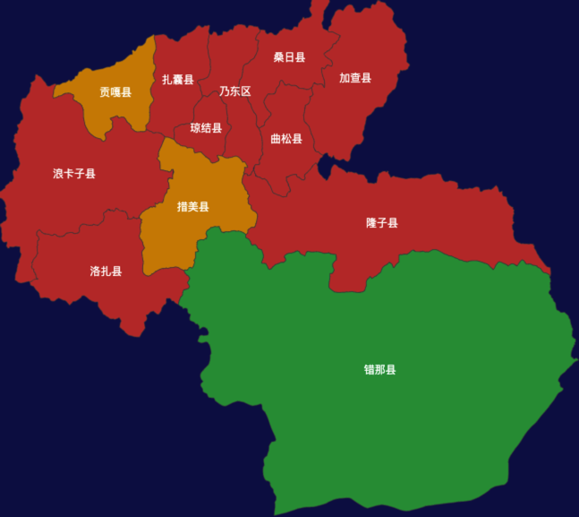 echarts山南市地区地图geoJson数据