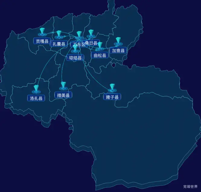 echarts山南市地区地图geoJson数据-自定义文字样式