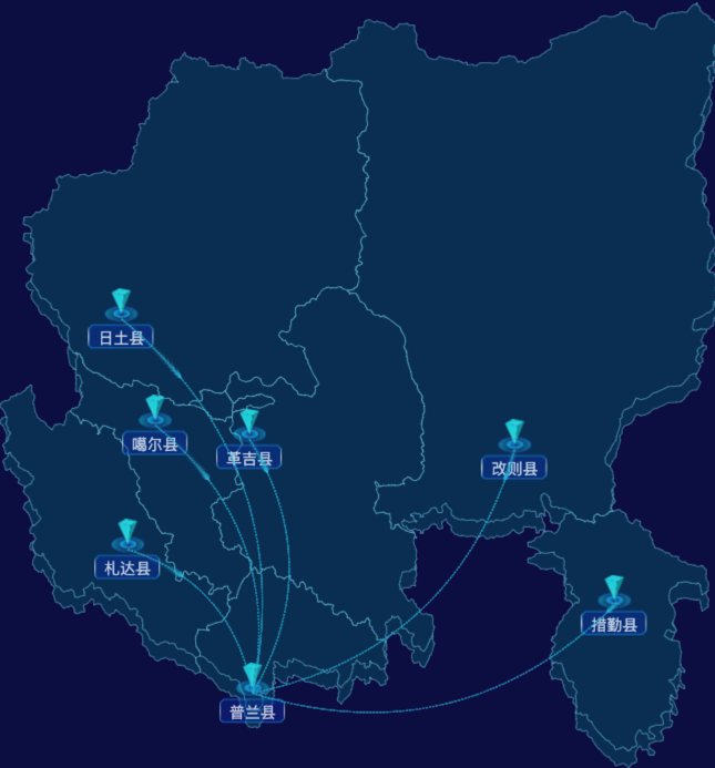 echarts阿里地区地图划线效果实例