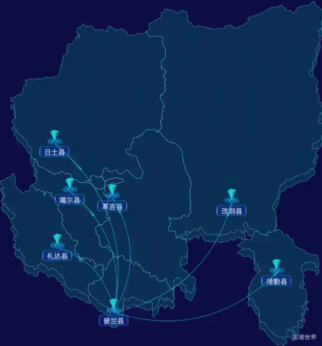 echarts阿里地区地图划线效果实例