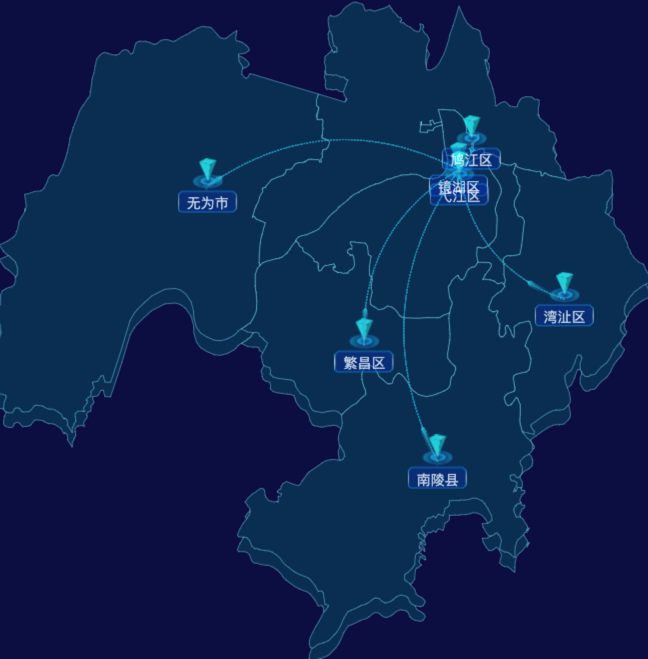 echarts芜湖市地区地图geoJson数据-自定义文字样式