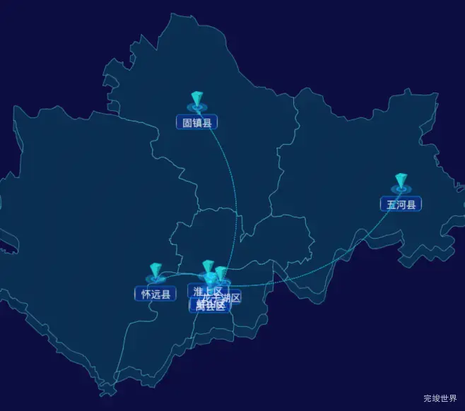 echarts蚌埠市地区地图geoJson数据-自定义文字样式