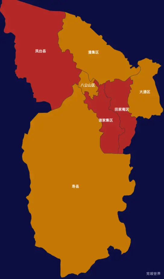 echarts淮南市地区地图geoJson数据