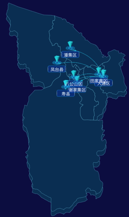 echarts淮南市地区地图geoJson数据-自定义文字样式