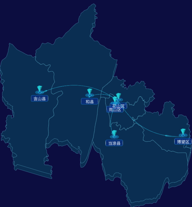 echarts马鞍山市地区地图geoJson数据-自定义文字样式
