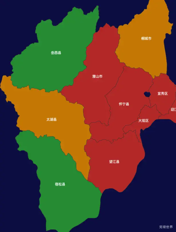 echarts安庆市地区地图geoJson数据