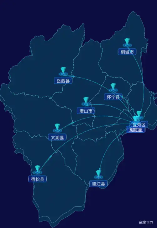 echarts安庆市地区地图geoJson数据-自定义文字样式