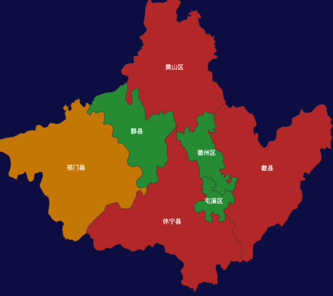 echarts黄山市地区地图geoJson数据