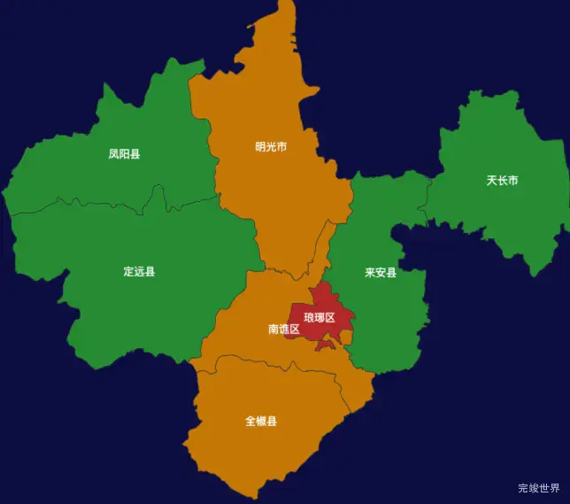 echarts滁州市地区地图geoJson数据