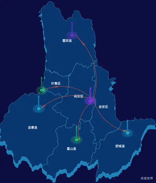 echarts六安市地图加立体效果