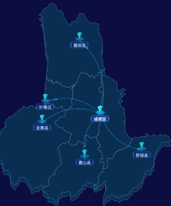 echarts六安市地区地图geoJson数据-自定义文字样式