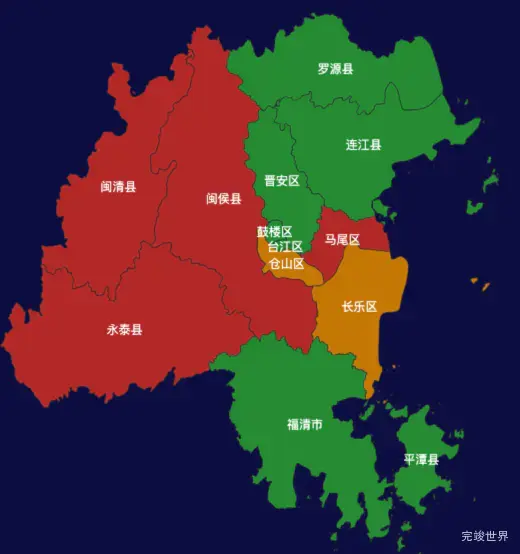 echarts福州市地区地图geoJson数据