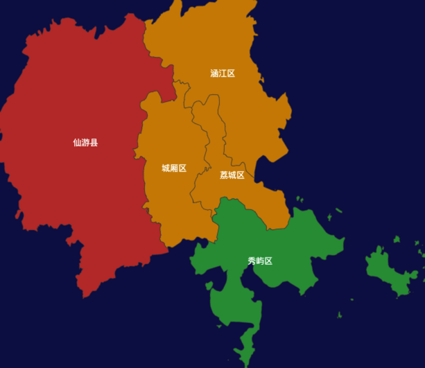 echarts莆田市地区地图geoJson数据
