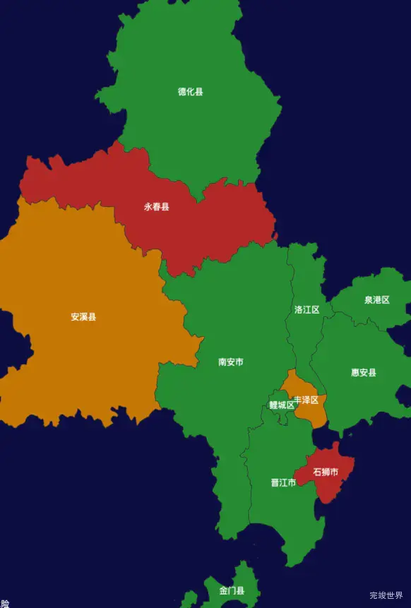 echarts泉州市地区地图geoJson数据