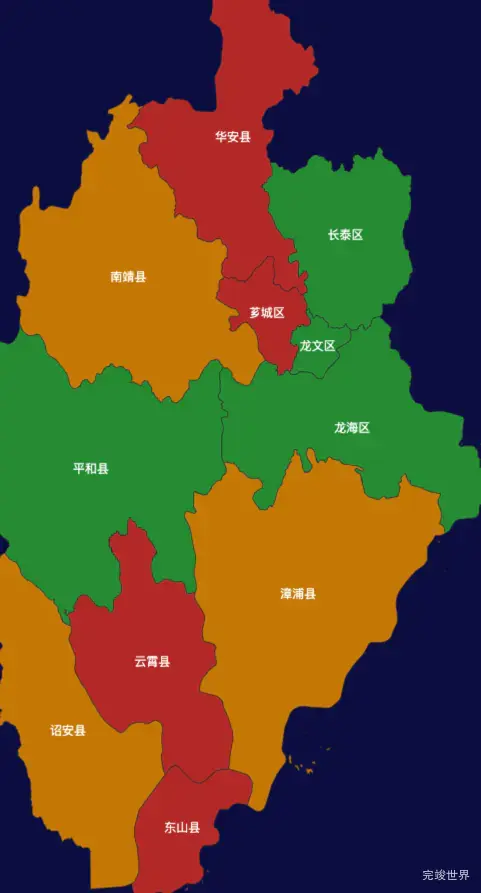 echarts漳州市地区地图geoJson数据