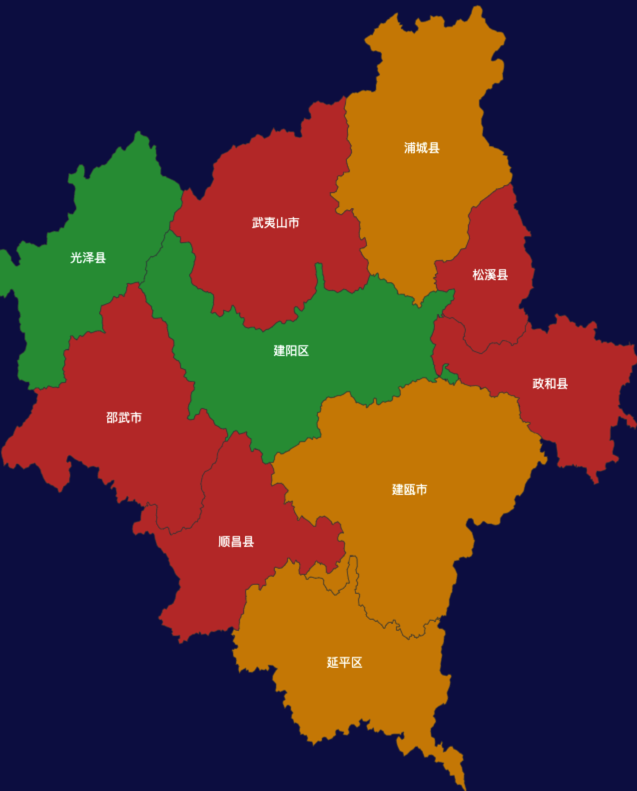echarts南平市地区地图geoJson数据