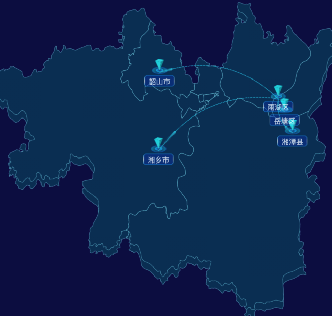 echarts湘潭市地区地图geoJson数据-自定义文字样式
