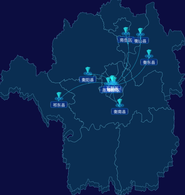 echarts衡阳市地区地图geoJson数据-自定义文字样式