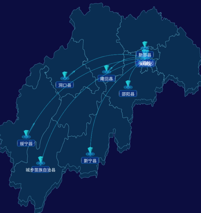 echarts邵阳市地区地图geoJson数据-自定义文字样式