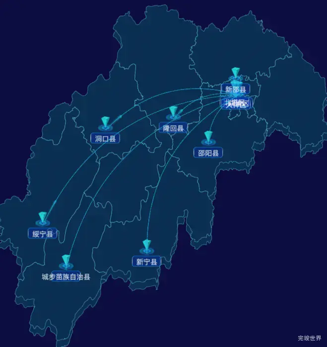 echarts邵阳市地区地图geoJson数据-自定义文字样式