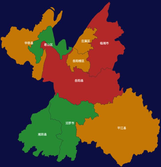 echarts岳阳市地区地图geoJson数据