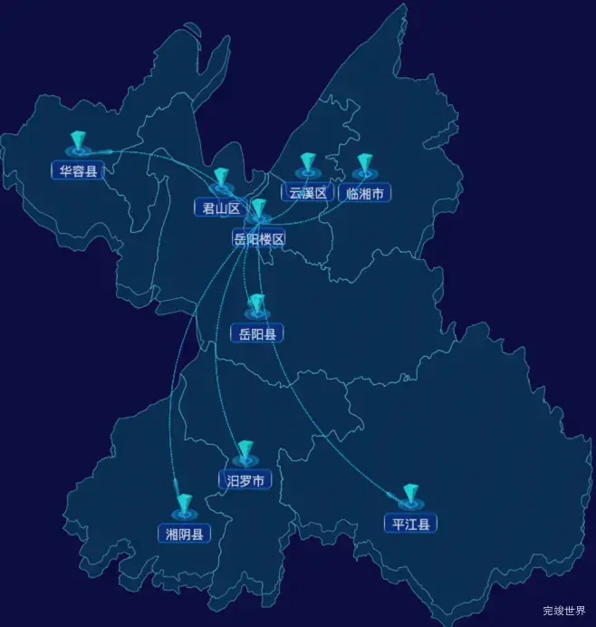 echarts岳阳市地区地图geoJson数据-自定义文字样式