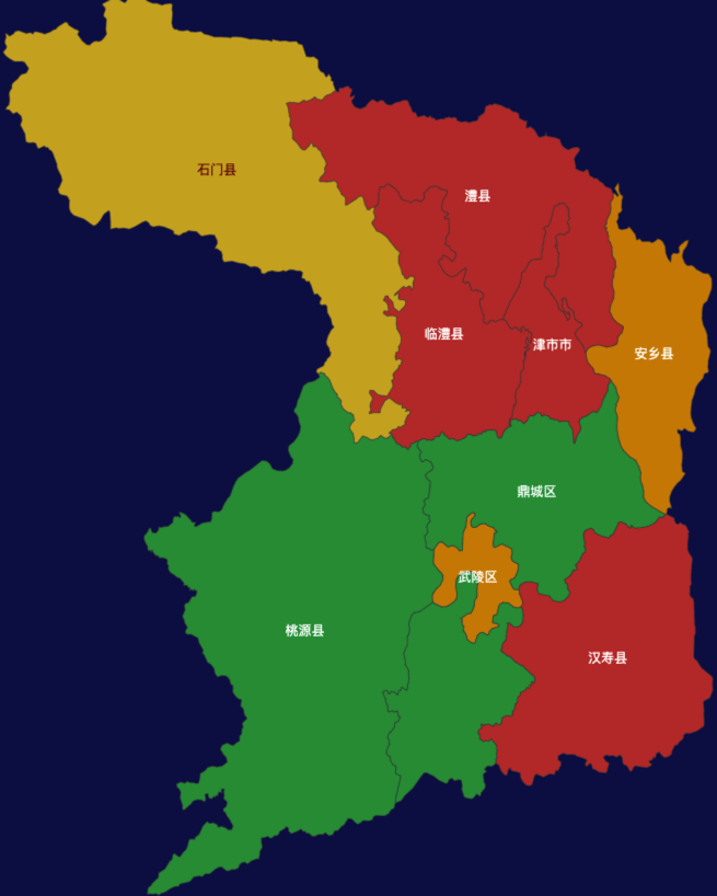 echarts常德市地区地图geoJson数据