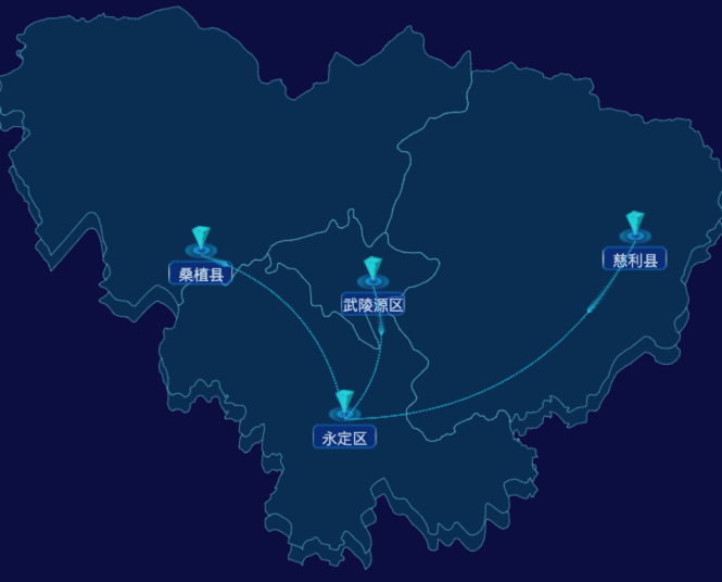 echarts张家界市地区地图geoJson数据-自定义文字样式