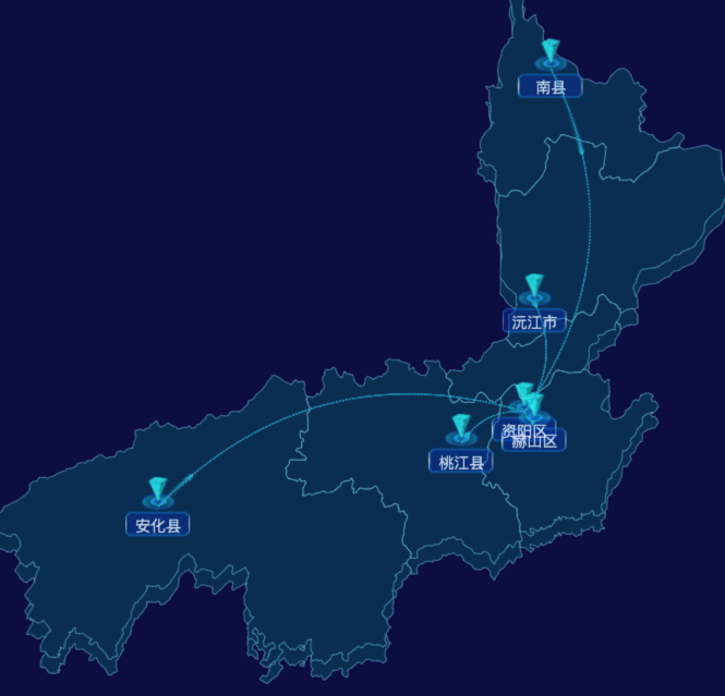 echarts益阳市地区地图geoJson数据-自定义文字样式
