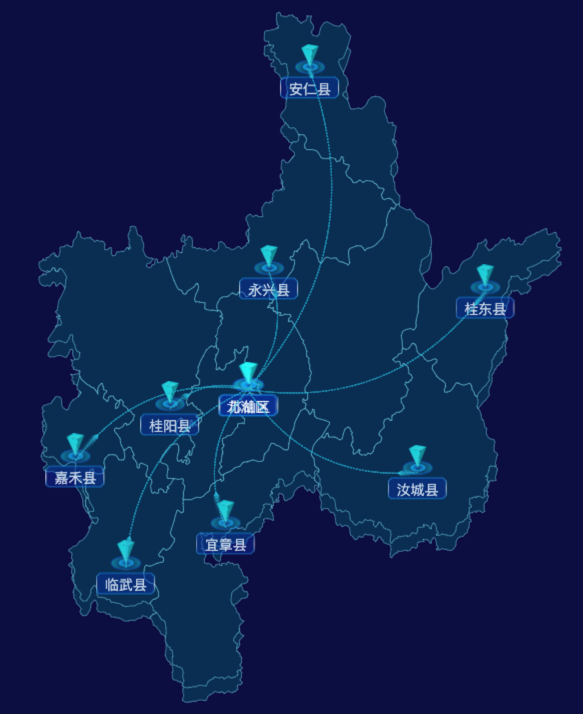 echarts郴州市地区地图geoJson数据-自定义文字样式
