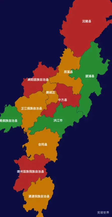 echarts怀化市地区地图geoJson数据