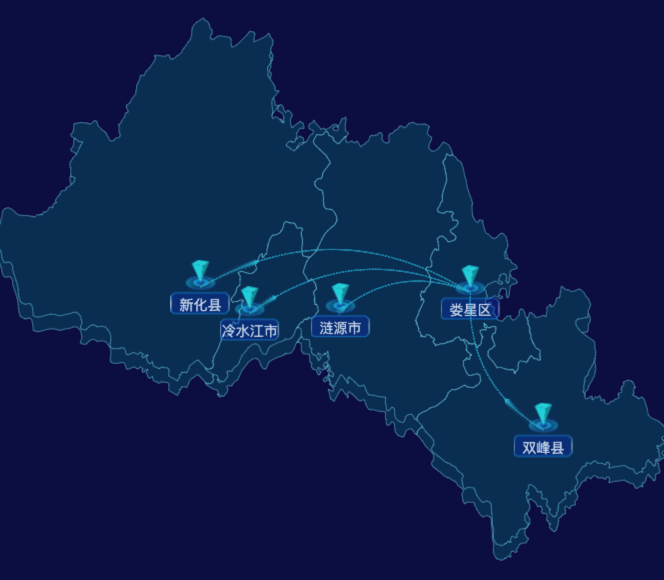 echarts娄底市地区地图geoJson数据-自定义文字样式
