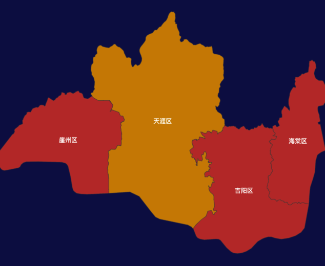 echarts三亚市地区地图geoJson数据