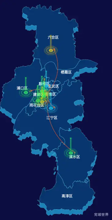echarts南京市地图飞线效果实例