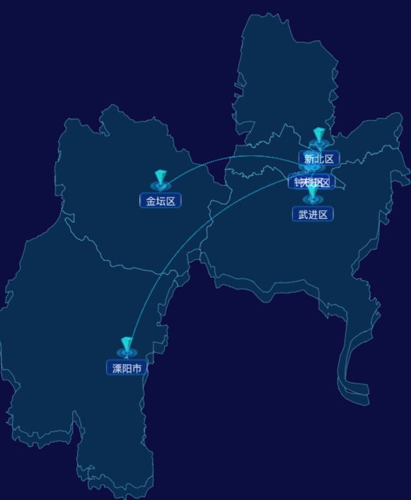 echarts常州市地区地图geoJson数据-自定义文字样式