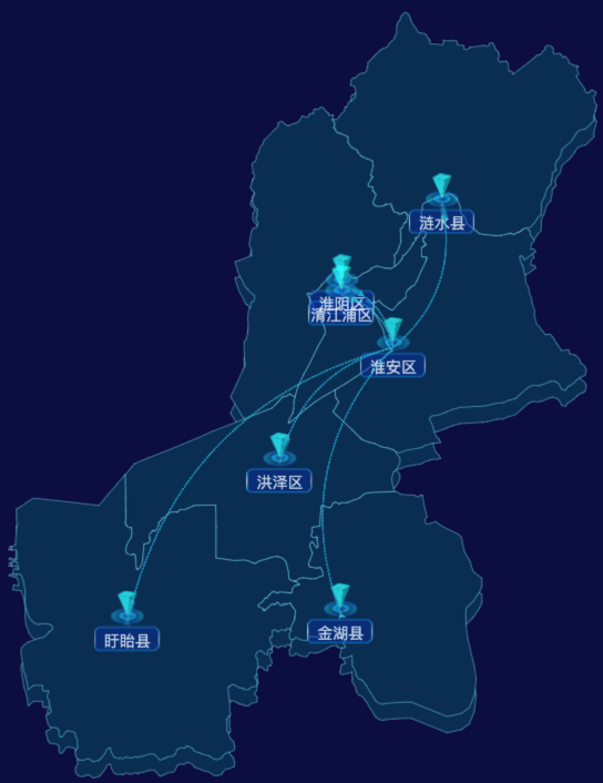echarts淮安市地区地图geoJson数据-自定义文字样式