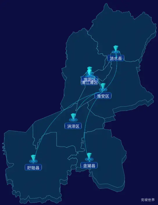 echarts淮安市地区地图geoJson数据-自定义文字样式