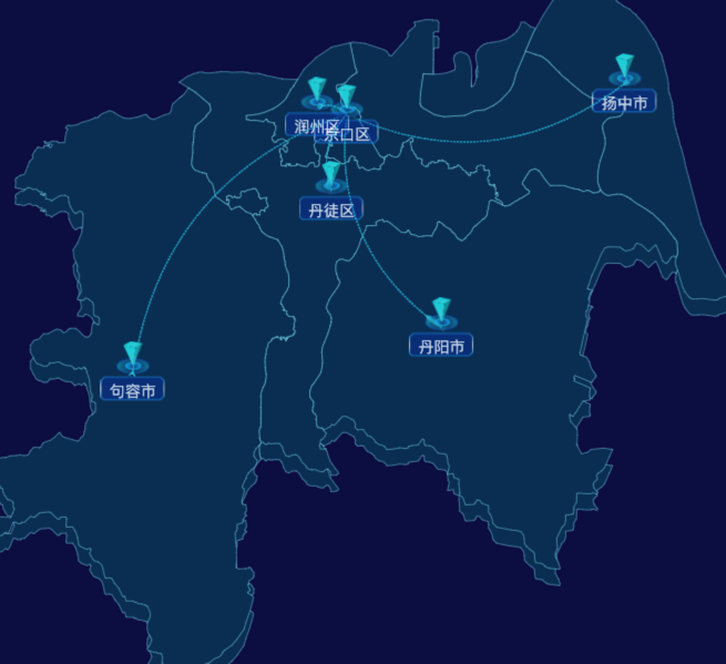 echarts镇江市地区地图geoJson数据-自定义文字样式