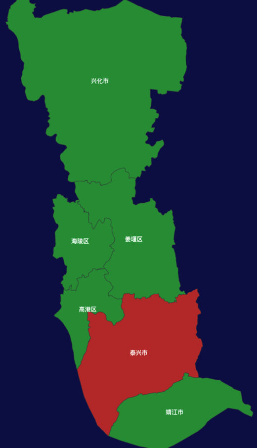 echarts泰州市地区地图geoJson数据