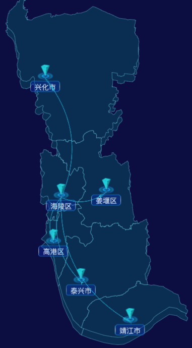 echarts泰州市地区地图geoJson数据-自定义文字样式