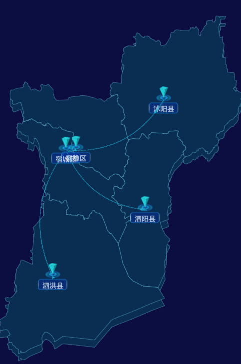echarts宿迁市地区地图geoJson数据-自定义文字样式