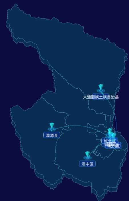 echarts西宁市地区地图geoJson数据-自定义文字样式