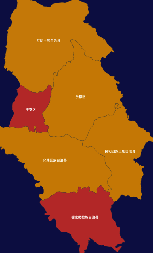 echarts海东市地区地图geoJson数据