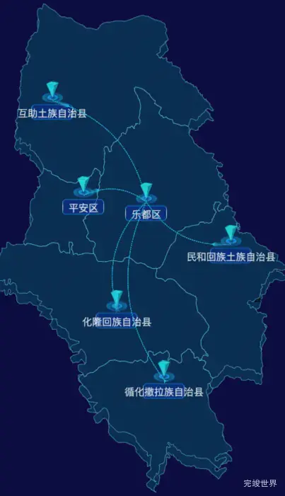 echarts海东市地区地图geoJson数据-自定义文字样式