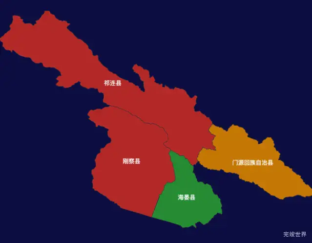 echarts海北藏族自治州地区地图geoJson数据