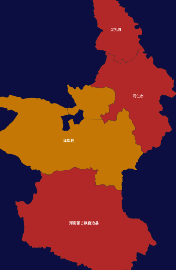 echarts黄南藏族自治州地区地图geoJson数据