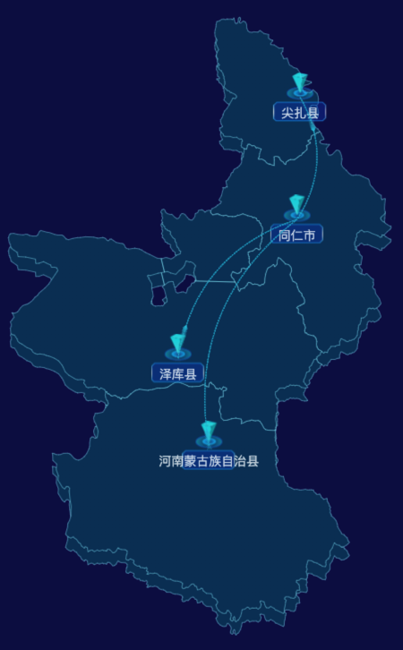 echarts黄南藏族自治州地区地图geoJson数据-自定义文字样式