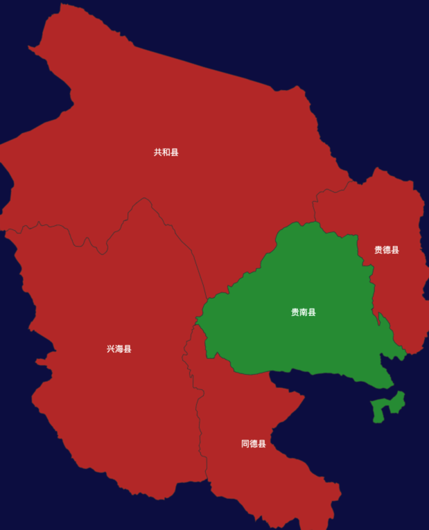 echarts海南藏族自治州地区地图geoJson数据