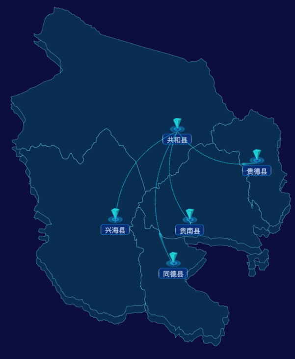 echarts海南藏族自治州地区地图geoJson数据-自定义文字样式