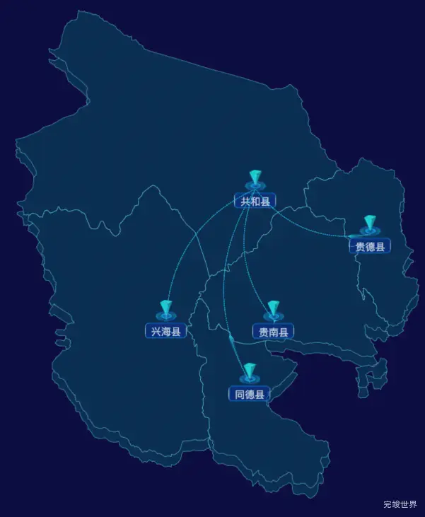 echarts海南藏族自治州地区地图geoJson数据-自定义文字样式